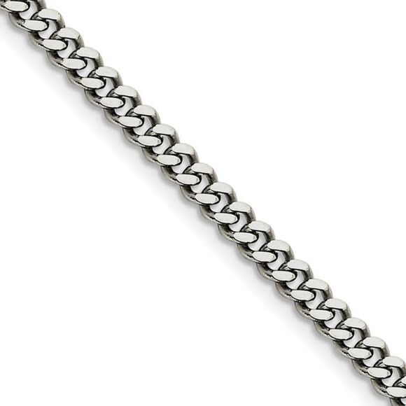 4mm Stainless Steel Heavy Flat Curb Chain Necklace 30 Inch